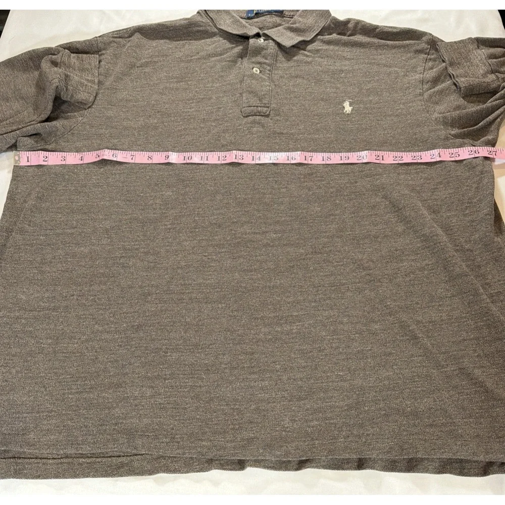 Polo Ralph Lauren Mens 2XB Brown Heather Long Sleeve Polo Shirt Pony Logo